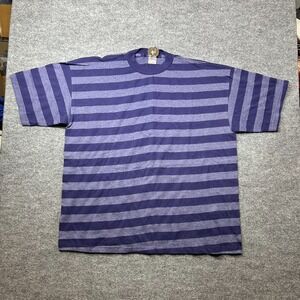 Intex Heavy Weight Crewneck T-Shirt Purple Gray Striped Short Sleeve Tee - 3XL